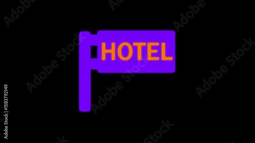 hotel sign Animated icon animation background.