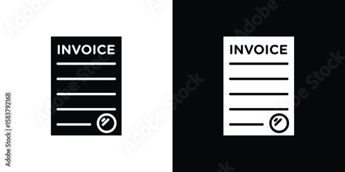 Invoice icon black and white. Simple glyph icons.