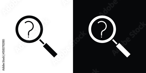 Investigate icon black and white. Simple glyph icons.