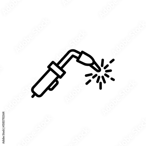 Welding Torch Icon Illustrating Sparks in Minimalist Style  