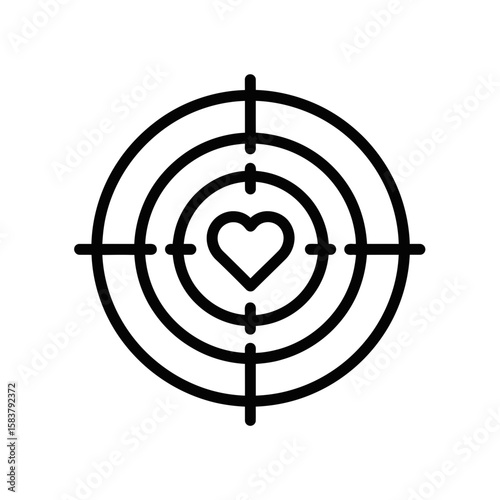 Vector icon of target with heart symbol  
