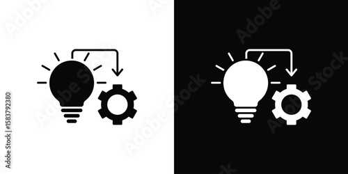 Implementation icon black and white. Simple glyph icons.