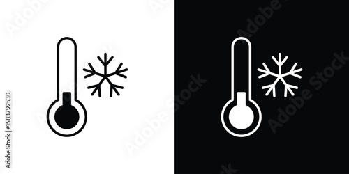 Hot and cold icon black and white. Simple glyph icons.