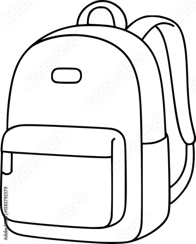 Rucksack Icon, Line Drawing. Backpack Symbol for Web Design Projects