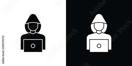 Hacker icon black and white. Simple glyph icons.