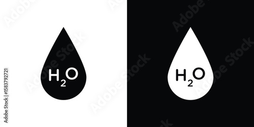 H2o icon black and white. Simple glyph icons.