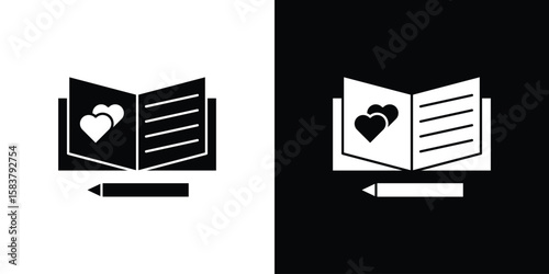 Guests book icon black and white. Simple glyph icons.