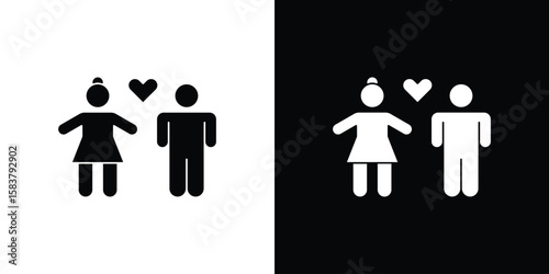 Girlfriend icon black and white. Simple glyph icons.