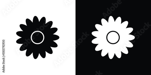 Gerbera icon black and white. Simple glyph icons.
