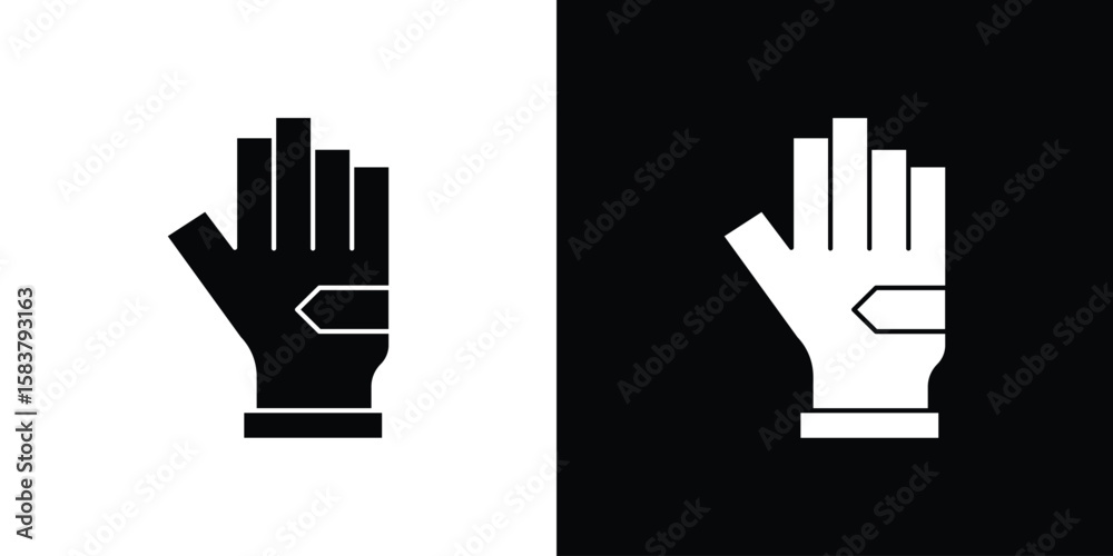 Fototapeta premium Fitness Gloves icon black and white. Simple glyph icons.