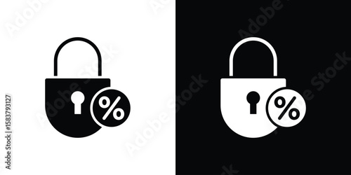 Fixed rate mortgage icon black and white. Simple glyph icons.