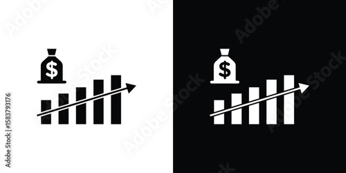 Fiscal policy icon black and white. Simple glyph icons.