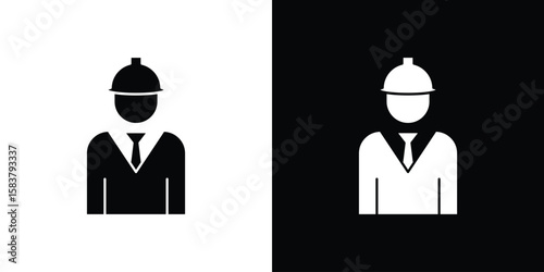 Engineer icon black and white. Simple glyph icons.