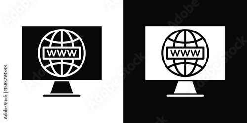 Domain icon black and white. Simple glyph icons.
