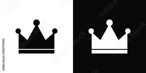 Crown icon black and white. Simple glyph icons.