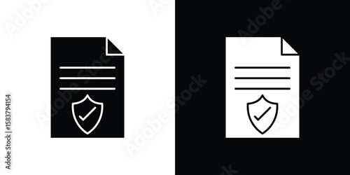 Contract coverage icon black and white. Simple glyph icons.