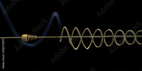 Macro shot of a detailed view of a vibrating string with wave pattern  