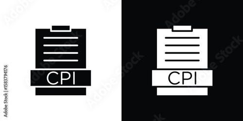 Consumer prices index icon black and white. Simple glyph icons.