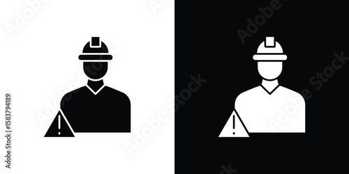 Construction risk icon black and white. Simple glyph icons.