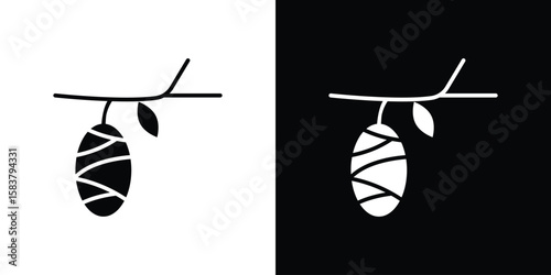 Cocoon icon black and white. Simple glyph icons.