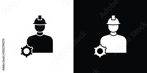 Civil Engineer icon black and white. Simple glyph icons.
