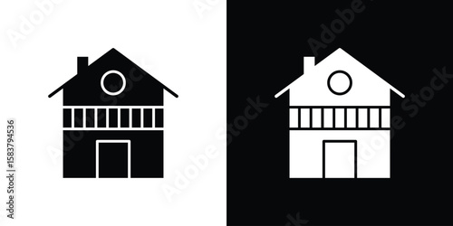 Chalet icon black and white. Simple glyph icons.