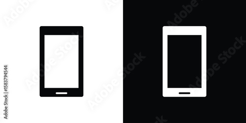 Cell phone icon black and white. Simple glyph icons.