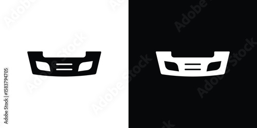 Car bumper icon black and white. Simple glyph icons.