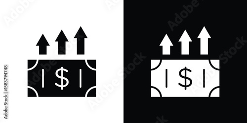 capital gain icon black and white. Simple glyph icons.