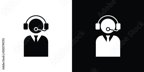 Callcenter icon black and white. Simple glyph icons.