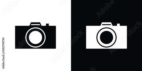 Camera icon black and white. Simple glyph icons.