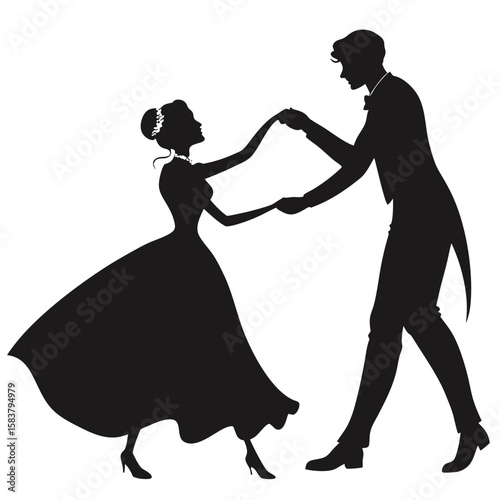 **Silhouetted bride and groom vector illustration capturing