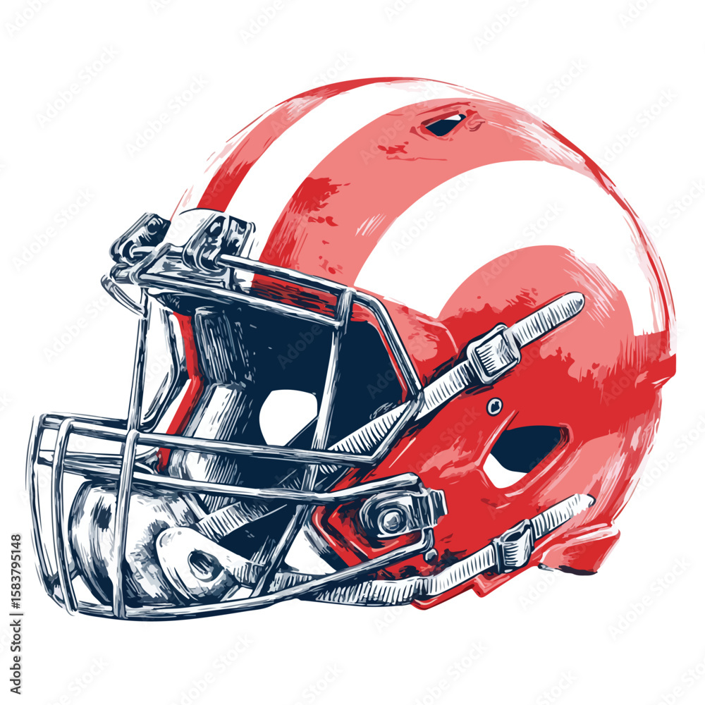 Fototapeta premium football helmet isolated in White Background, football helmet vector, Flat lay vector illustration