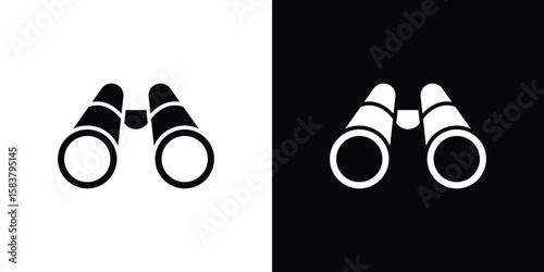 Binoculars icon black and white. Simple glyph icons.