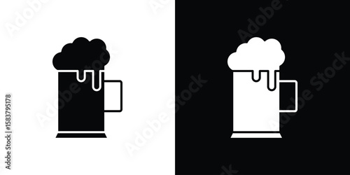 Beer icon black and white. Simple glyph icons.