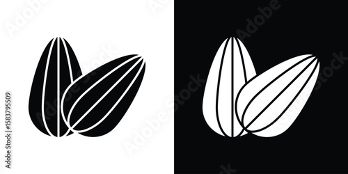 Almond icon black and white. Simple glyph icons.