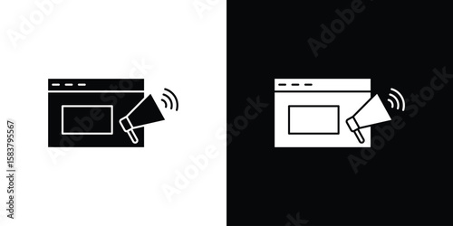 Advertising icon black and white. Simple glyph icons.