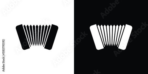 Accordion icon black and white. Simple glyph icons.