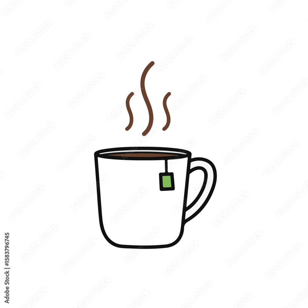 A hot cup of tea emitting steam, inviting warmth and comfort. A hot cup of tea emitting steam, inviting warmth and comfort.