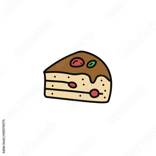 A delicious slice of cake decorated with cherries