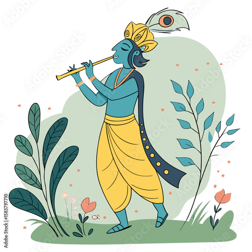 Lord Krishna is a major deity in Hinduism, revered as the eighth avatar of Vishnu and also as the Supreme God in his own right. He is known for his roles as a protector, compassionate figure, and sour