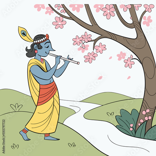 Lord Krishna is a major deity in Hinduism, revered as the eighth avatar of Vishnu and also as the Supreme God in his own right. He is known for his roles as a protector, compassionate figure, and sour