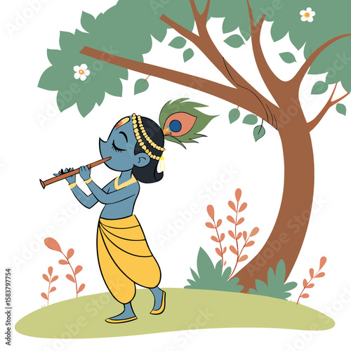 Lord Krishna is a major deity in Hinduism, revered as the eighth avatar of Vishnu and also as the Supreme God in his own right. He is known for his roles as a protector, compassionate figure, and sour