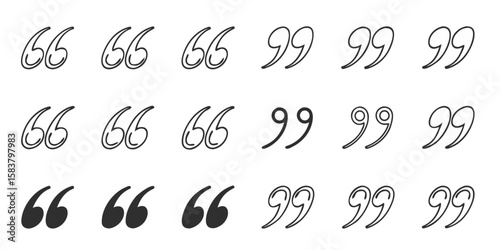 Grid of Quotation Marks Single Double and Stylized Punctuation Symbols