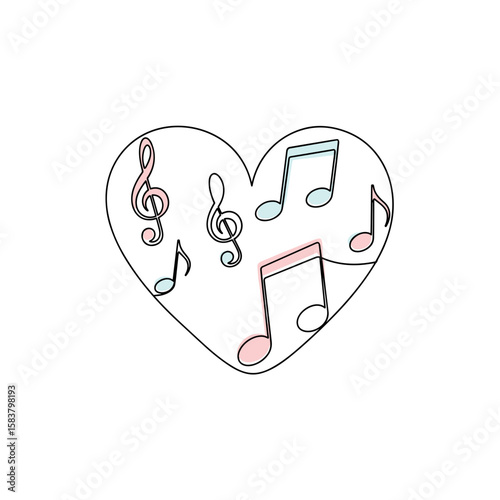 Heart shape filled with music notes illustrating International Music Day  
