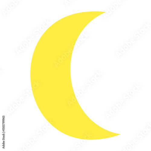 Yellow crescent moon against white background