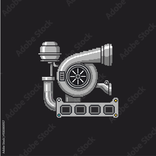 Pixelated Turbo icon logo flat vector design