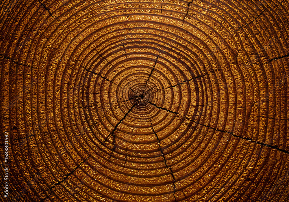 Naklejka premium Tree ring cross-section showing age and growth patterns