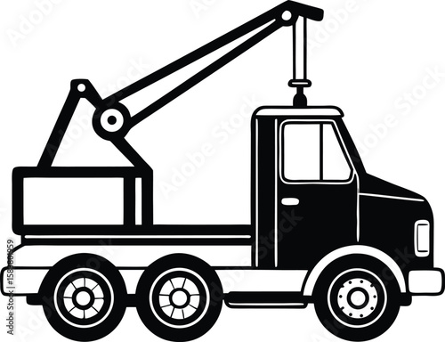 Detailed illustration of a modern crane truck for construction and logistics