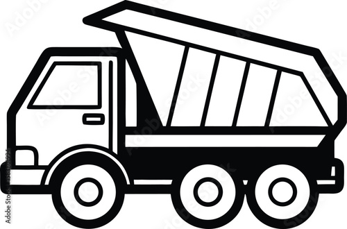 Detailed illustration of a heavy duty construction dump truck in motion